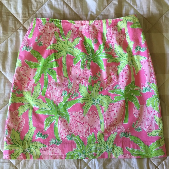 Lilly Pulitzer Dresses & Skirts - Lilly Pulitzer Vintage White Label Pink Elephant Cotton Skirt